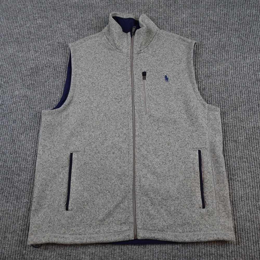 Polo Ralph Lauren Performance Fleece Vest Mens Large Gray Full Zip Outdoor